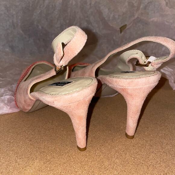 SALE!! Isaac Mizrahi Highline United Popstar pink suede ribbon slingbacks SAMPLE - Picture 7 of 7